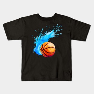 Basketball Ball Watercolor Artistic Splash Kids T-Shirt